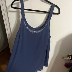 💝 1X Chic Sleeveless Blue Camisole with Rhinestone Embellishments